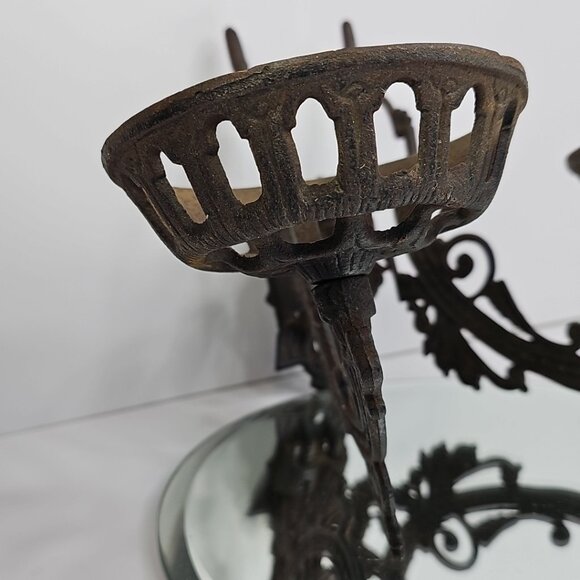 Antique Dual Arm Wall Mount Oil Lamp Holder Cast Iron Sconce Swing Bracket USA - Picture 4 of 16